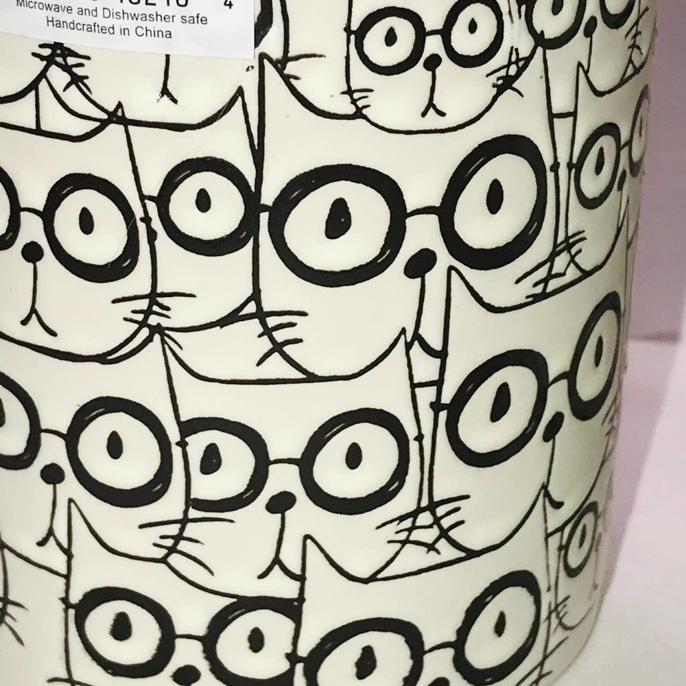 Cat Mug Set of 2 Spectrum Designz NEW Contemporary Cats Glasses Faces Pink - Picture 2 of 6